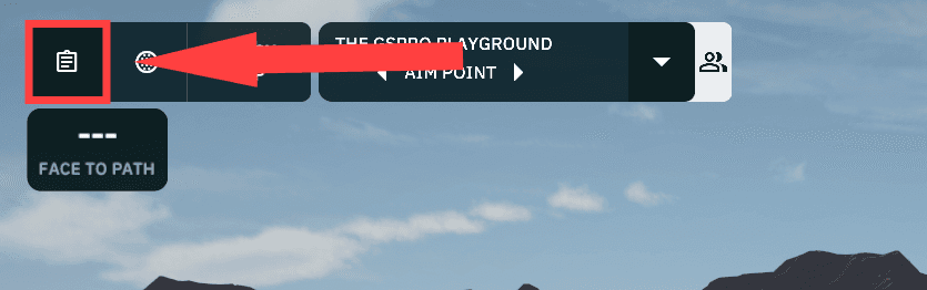 Official GSPro screenshot showing the clipboard shot-table control.